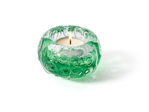 Candleholder: Glass Tealights Green