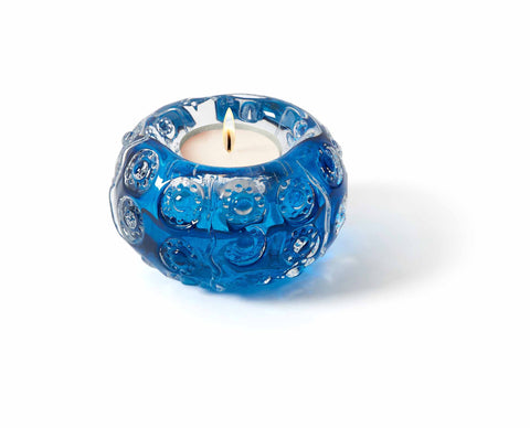 Candleholder: Glass Tealights Blue