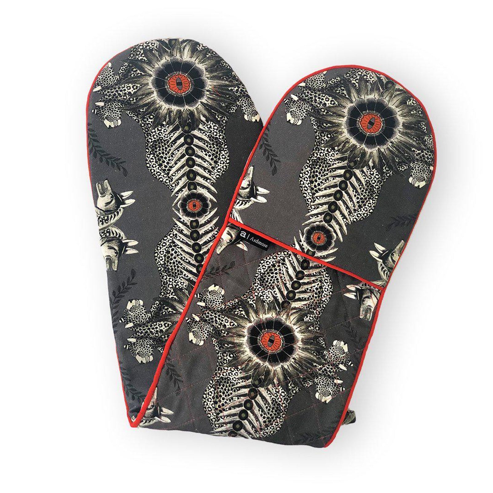 Oven Mitt Bush Bandits Ash with Orange Piping