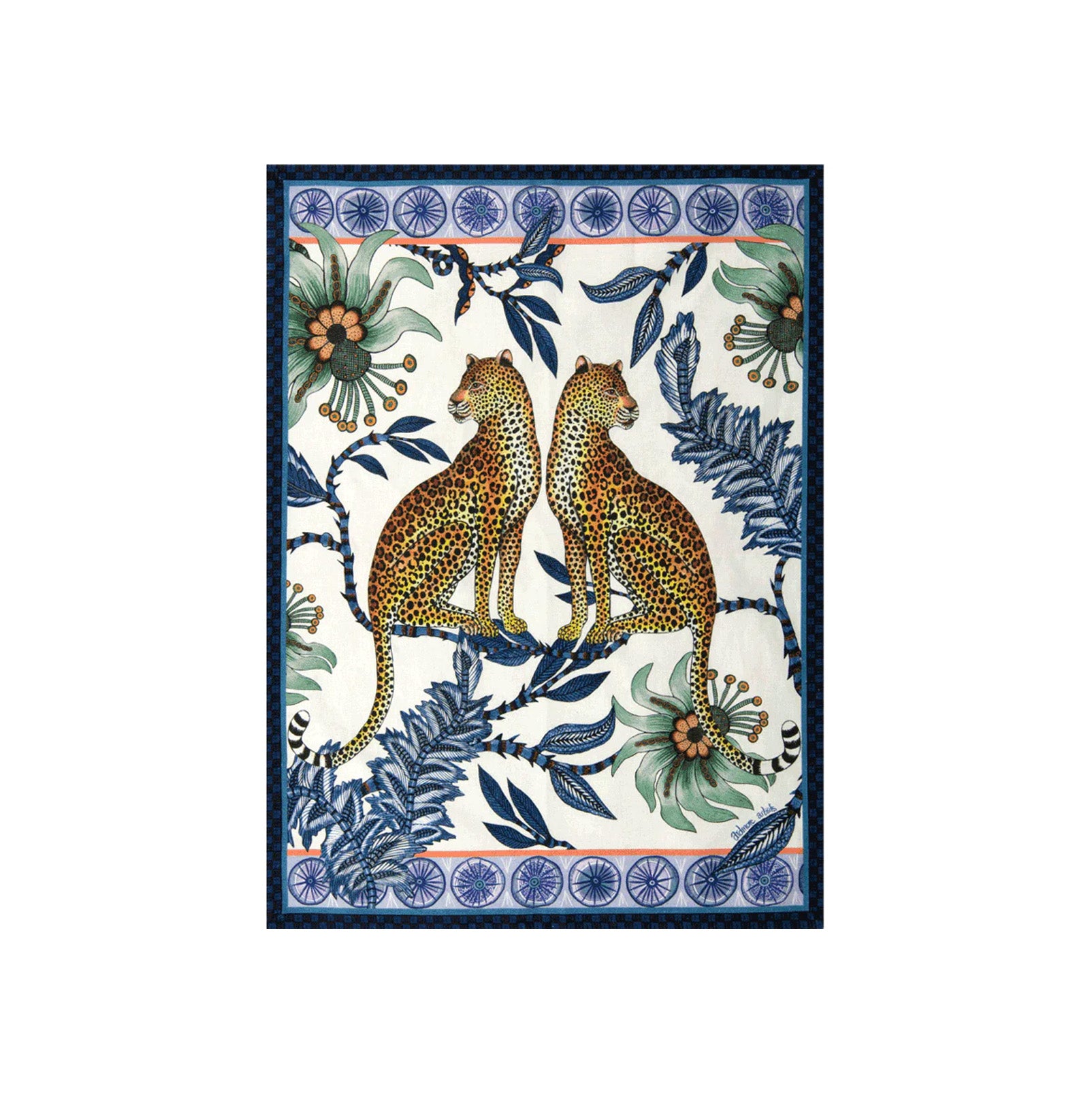 Tea Towel Lovebird Leopard Tanzanite