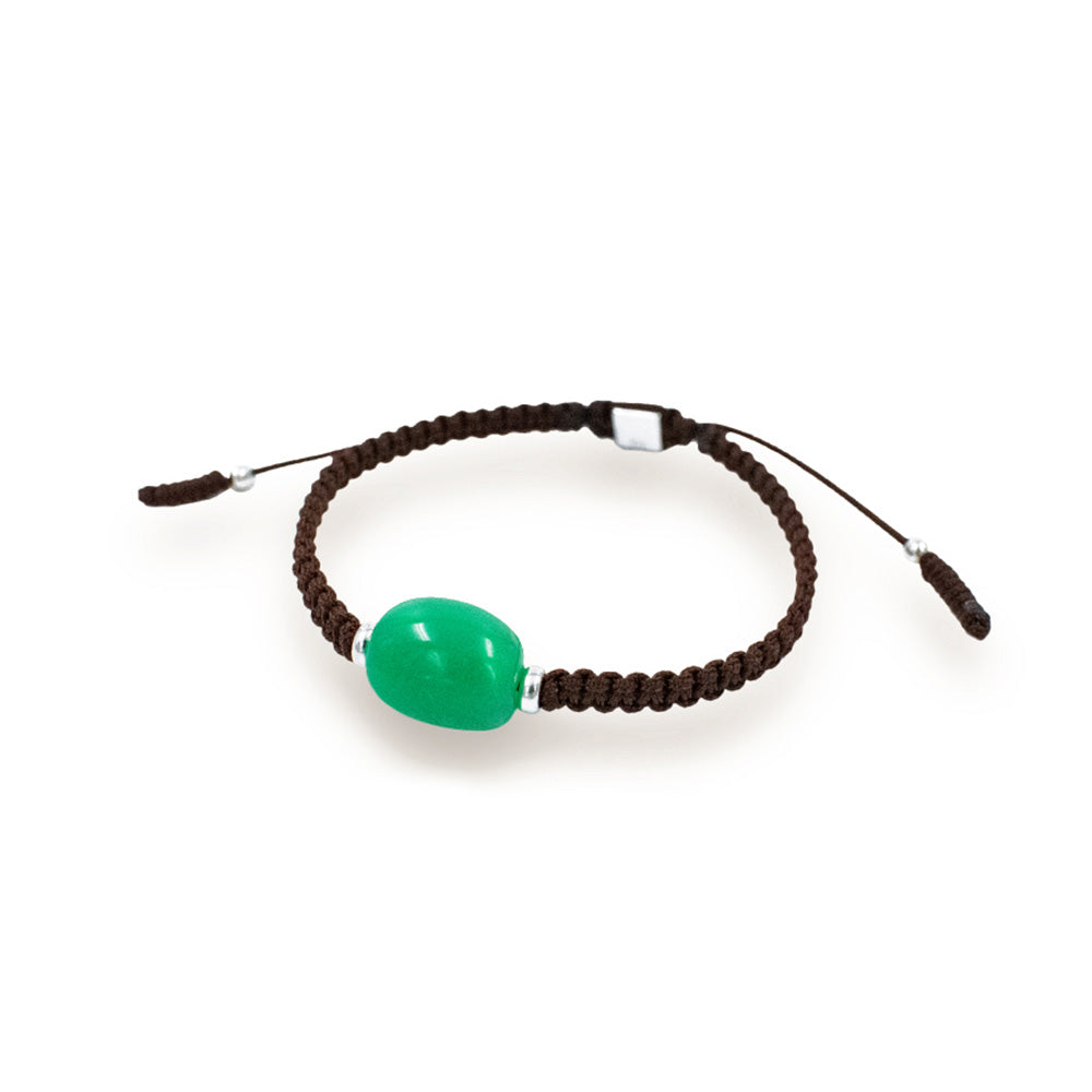 Bracelet Chrysoprase Polished with cord