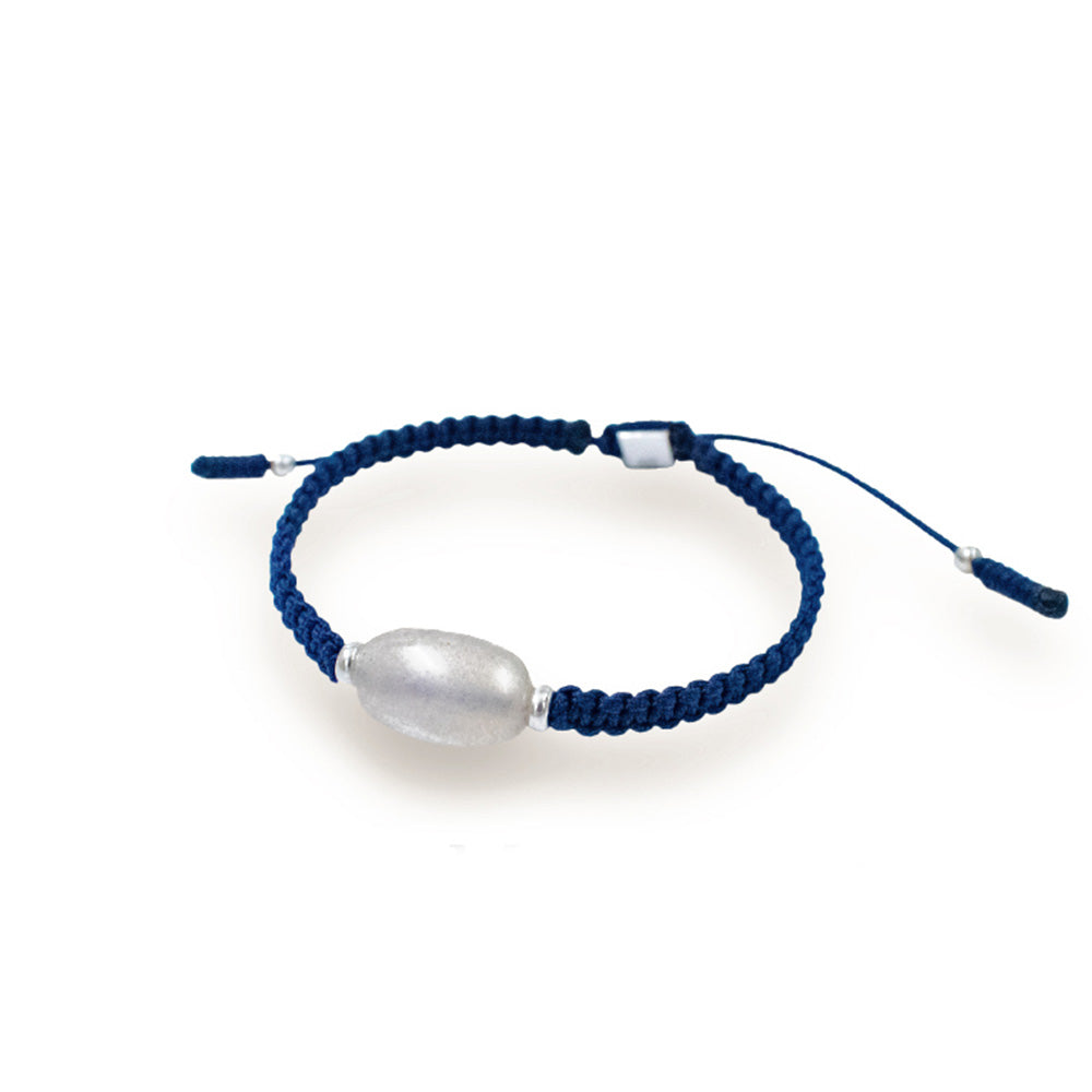 Bracelet Blue Moonstone Polished with cord