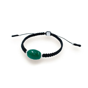 Bracelet Green Chalcedony Polished with cord