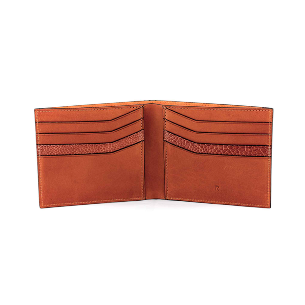 Wallet: Men's Billford Bovine Leather With Ostrich shin Chesnut