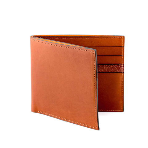 Wallet: Men's Billford Bovine Leather With Ostrich shin Chesnut